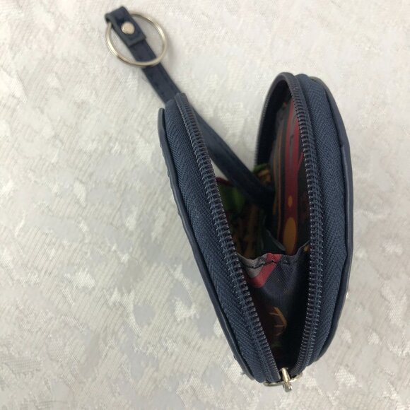Tyler Rodan Round Navy Blue Faux Leather Zippered Coin Pouch with Unicorn Charm - Picture 9 of 15